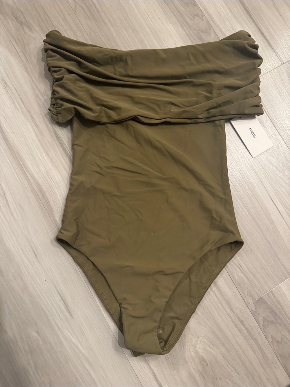 Mikoh Off-Shoulder Olive Green One-Piece Swimsuit - S BNWT